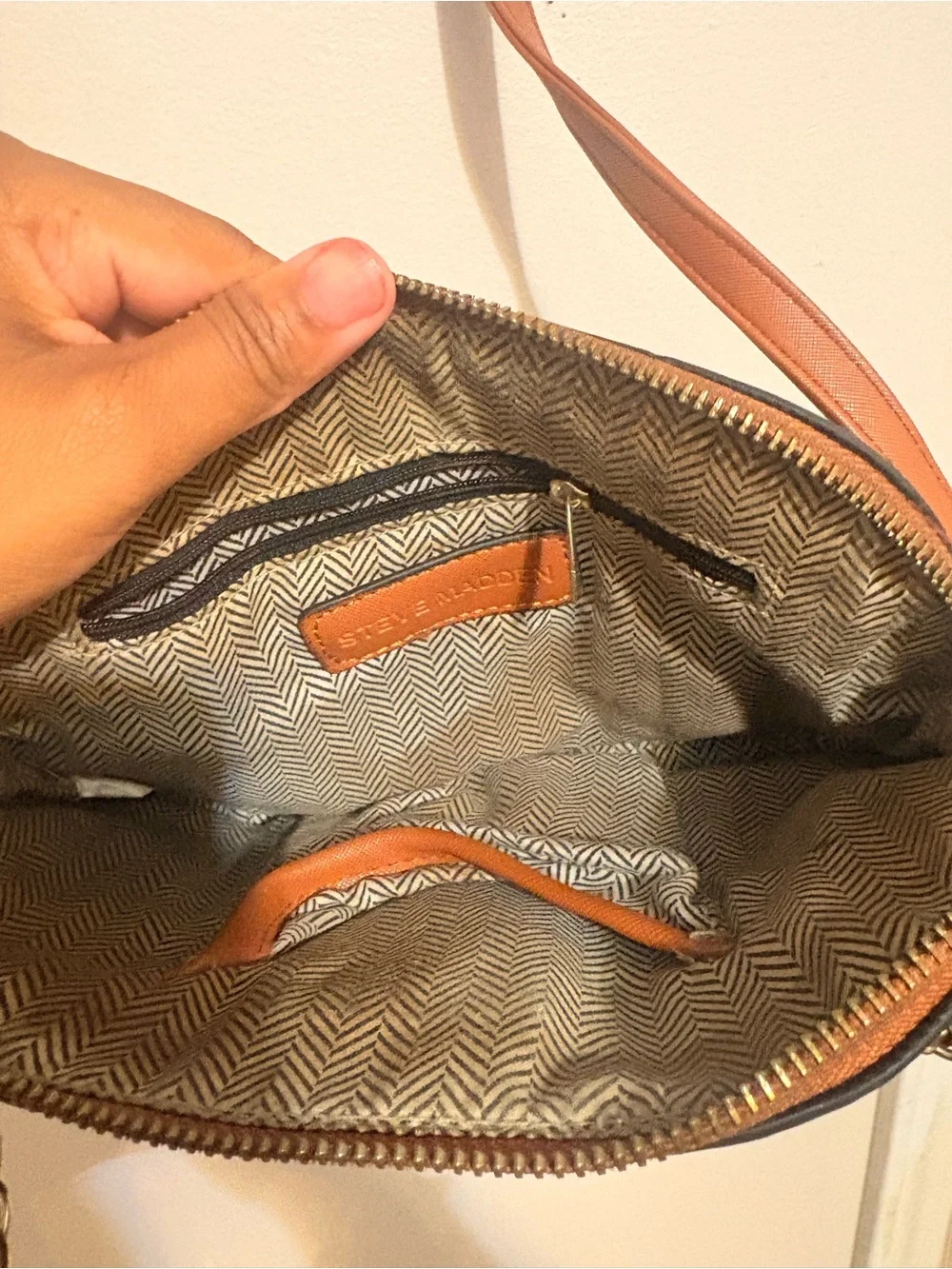 Steve Madden Burnt Orange Leather Chain Strap Crossbody